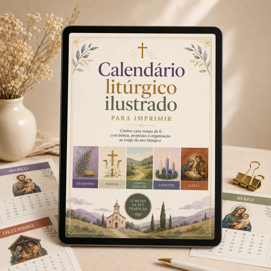 Calendário litúrgico ilustrado para imprimir