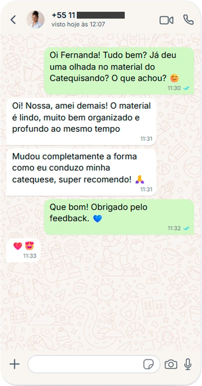 Depoimento de Fernanda sobre o Catequisando