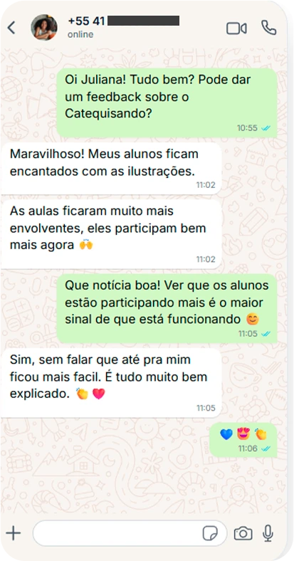 Depoimento de Juliana sobre o Catequisando